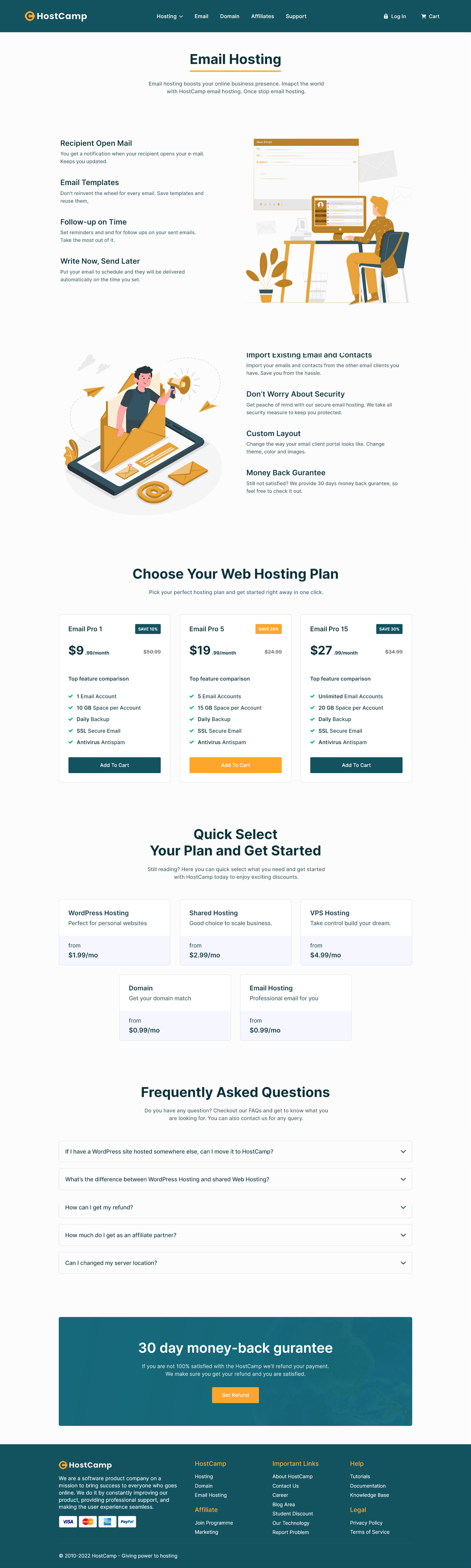 email hosting page